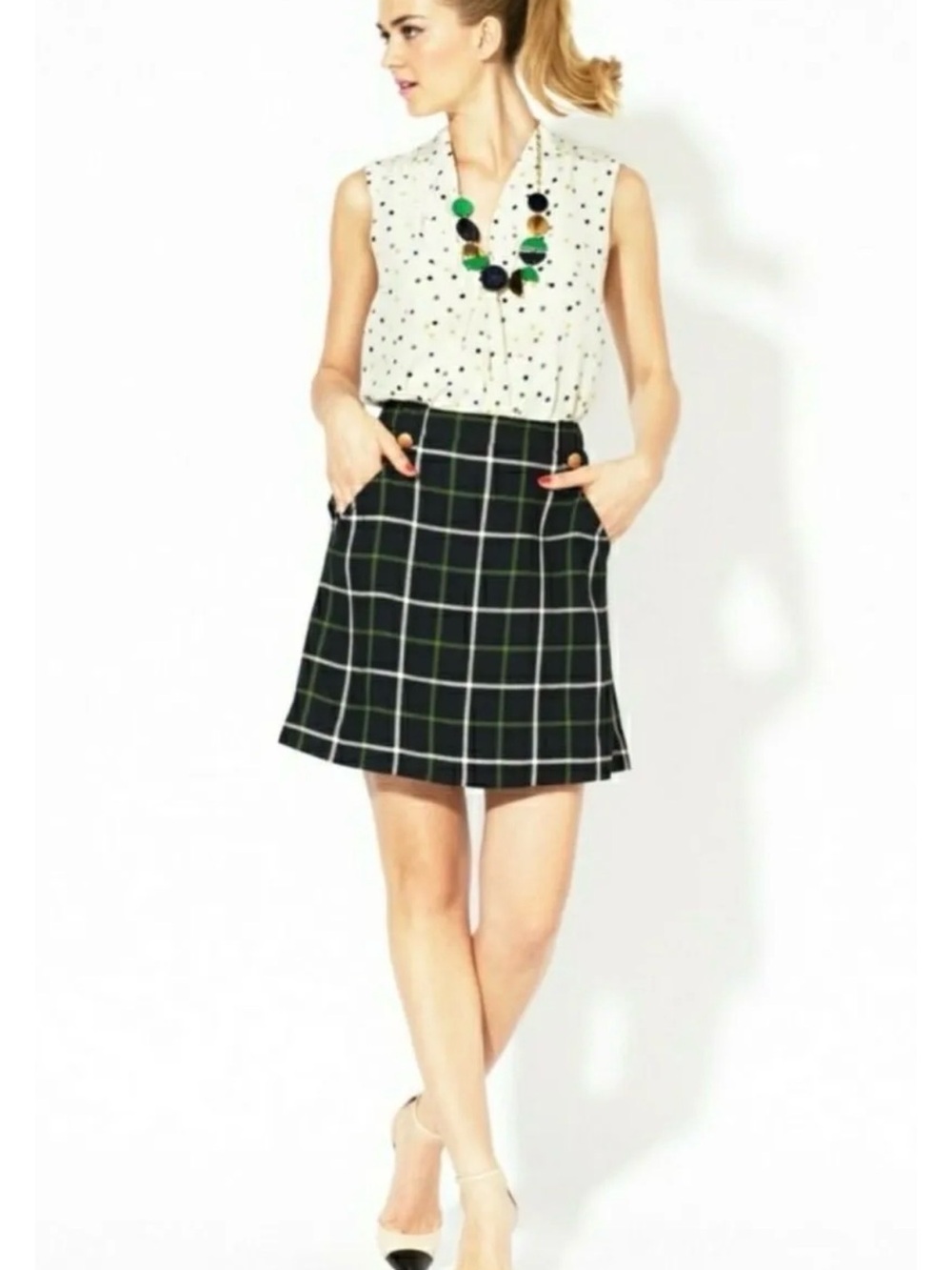 kate spade Black Windowpane Mini Skirt